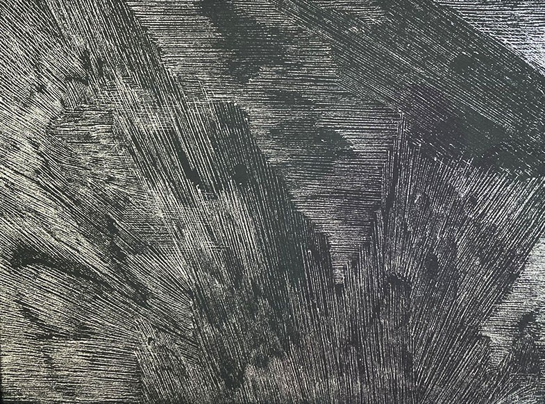 <span class=titre_dessin>Dessins ricochets (argent)</span>dessins stylo argenté sur papier noir encadrés bois noir,20 x 30 cm, 2021